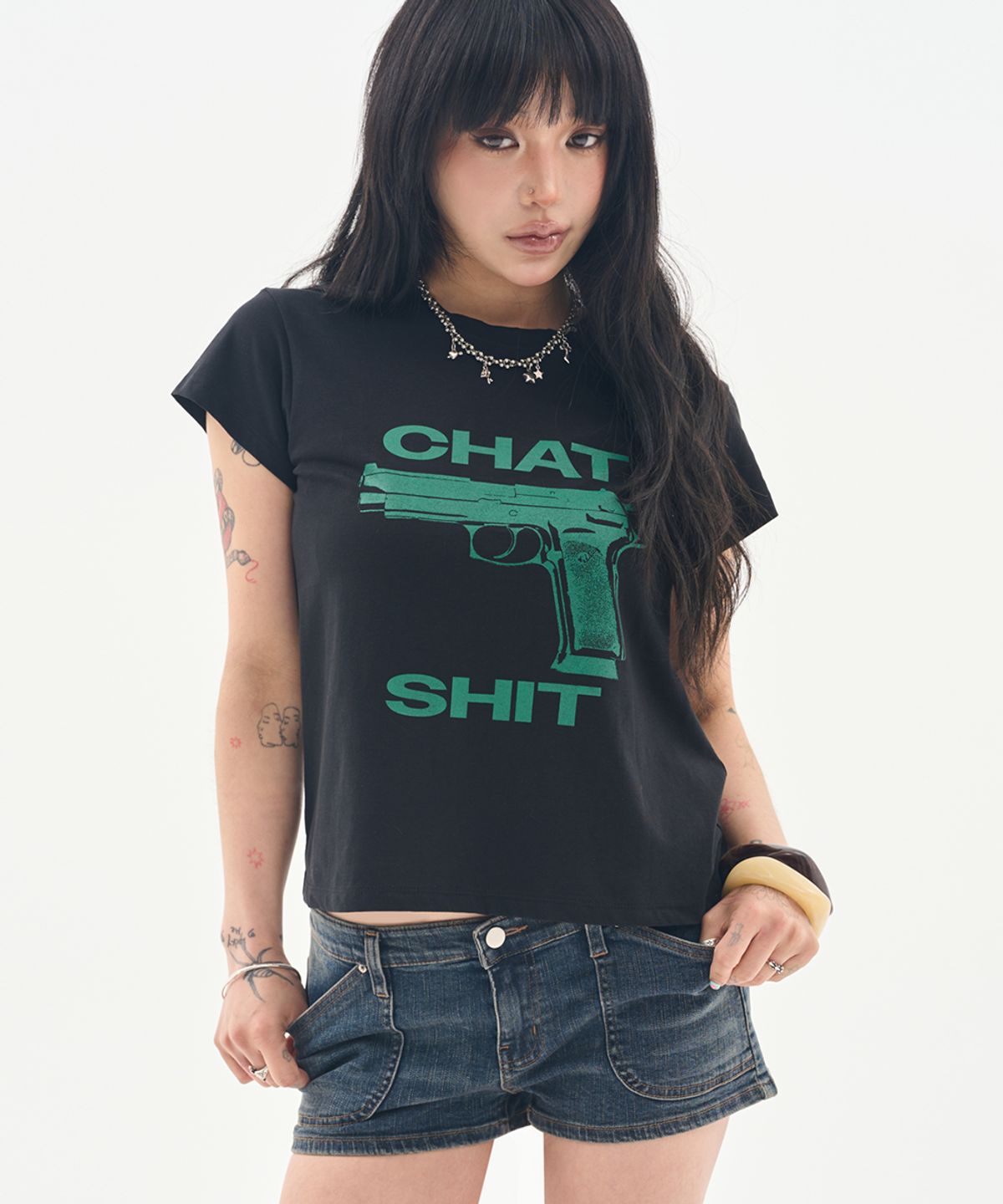 필프(PEALP) [PEALP X YEEUL] CHAT SHIT GRAPHIC T-SHIRT(BLACK)