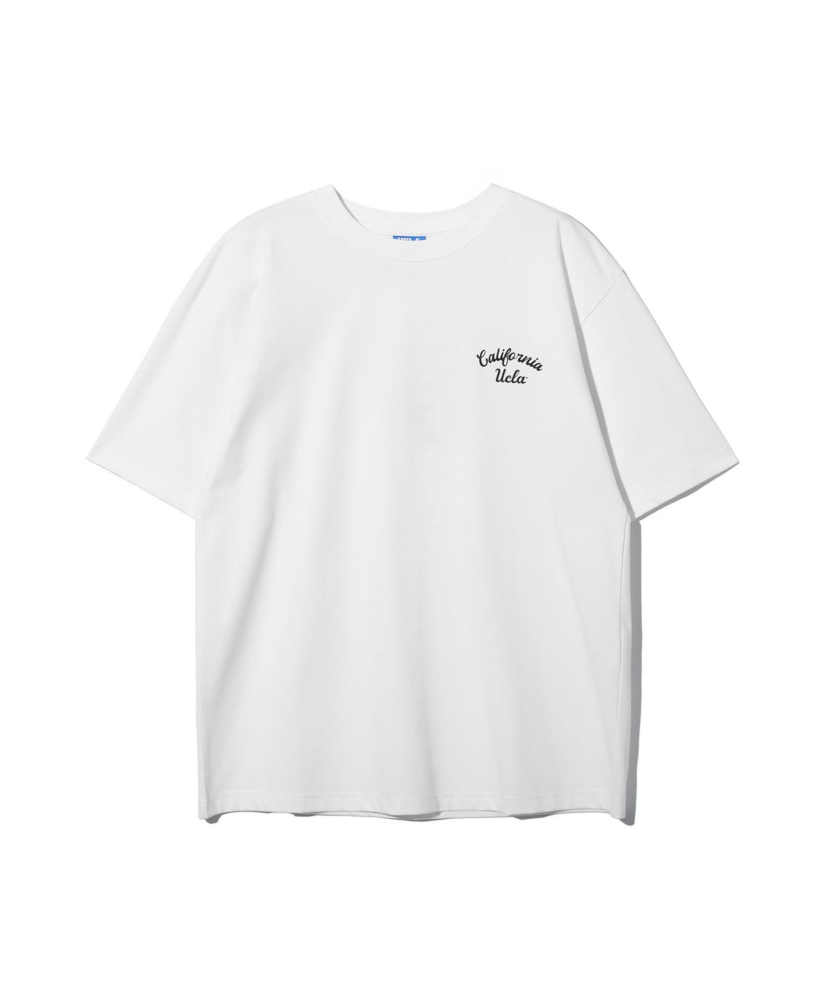 유씨엘에이(UCLA) 남녀공용  캘리그라피 스몰 로고 반팔 티셔츠[WHITE](UC4ST70)