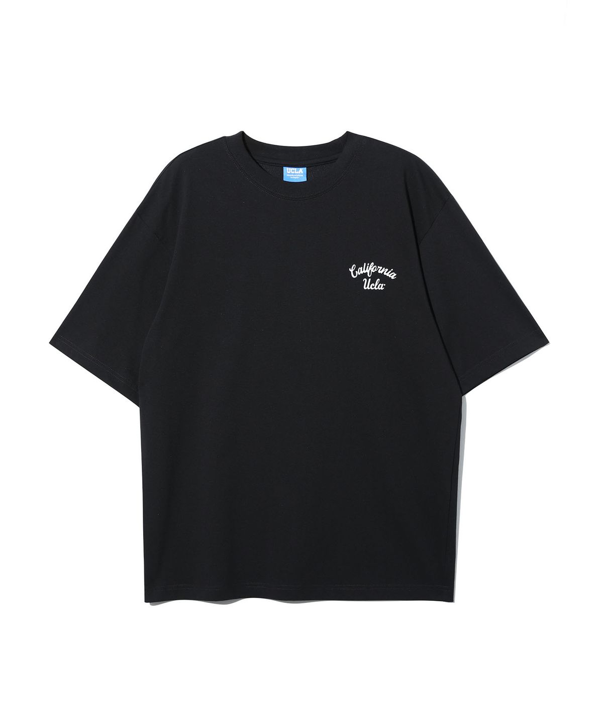 유씨엘에이(UCLA) 남녀공용  캘리그라피 스몰 로고 반팔 티셔츠[BLACK](UC4ST70)