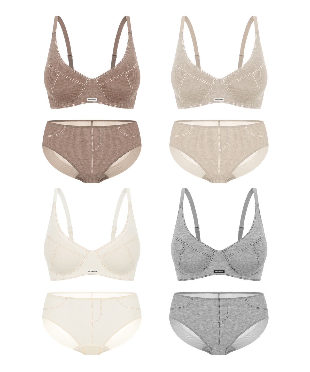 원더브라(WONDERBRA) [4SET] 스티치 퓨징 브라팬티