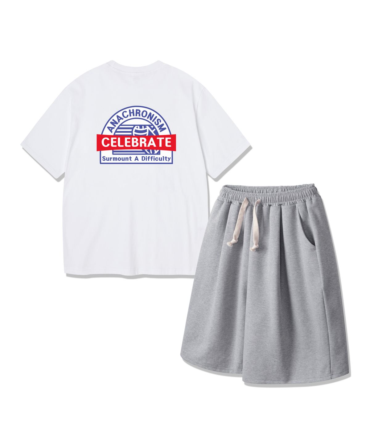 앨빈클로(ALVINCLO) [SET] 셀러브레잇 반팔티 원턱 와이드 트레이닝 팬츠 셋업