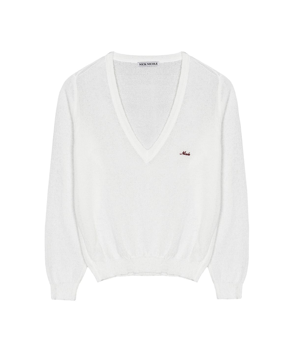 닉앤니콜(NICK&NICOLE) SHEER V-NECK KNIT TOP_IVORY