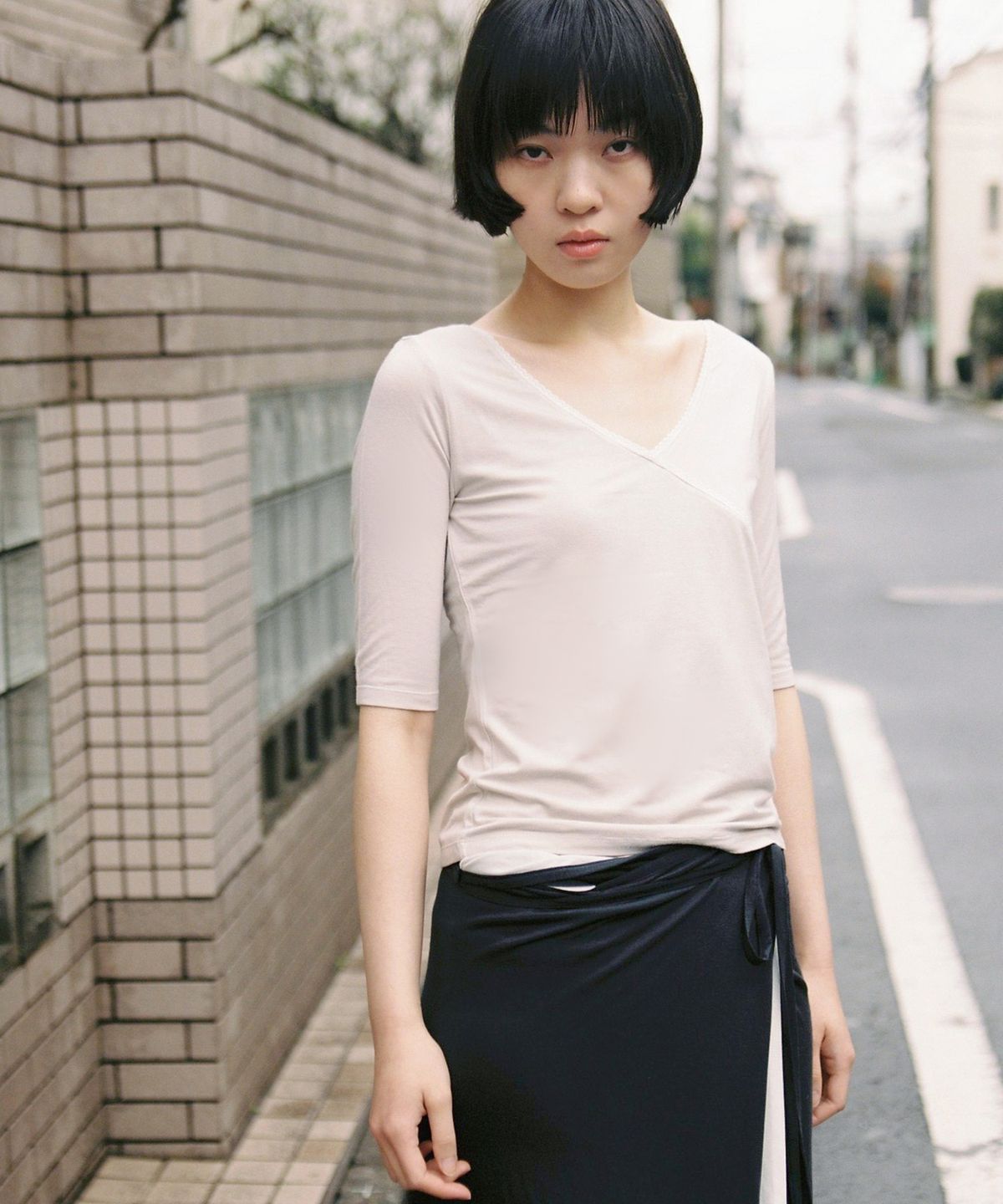 모링가(MORINGA) Lace Wrap Top Rose
