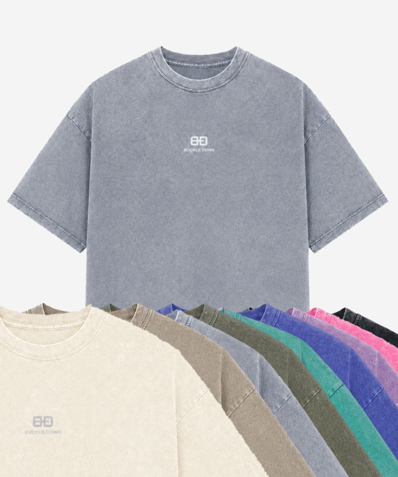 오버핏 BD_LOGO 프린티드 피그먼트 워시드 티셔츠(GREY)