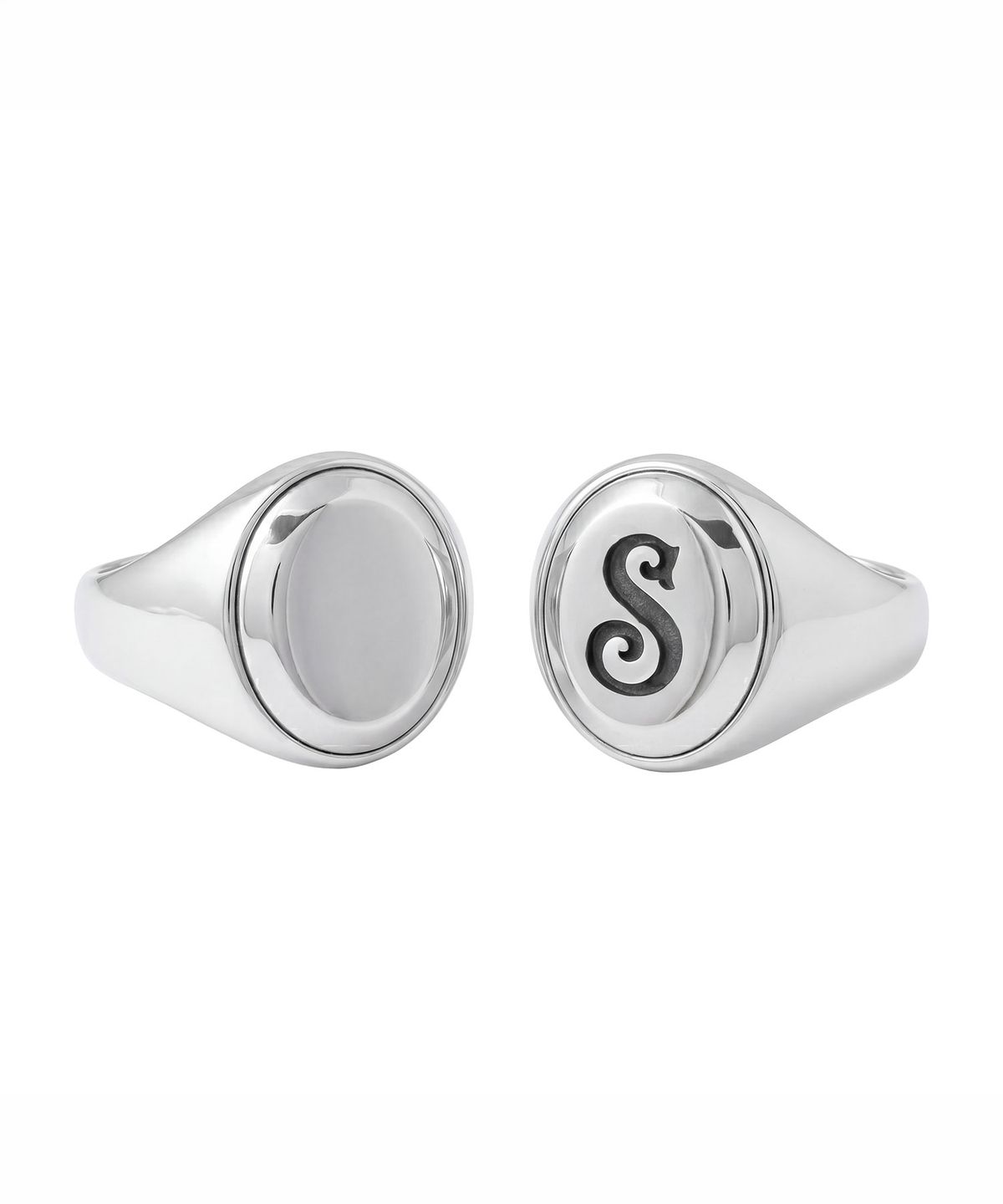 스팅925(STING925) Oval Top Initial Signet Ring