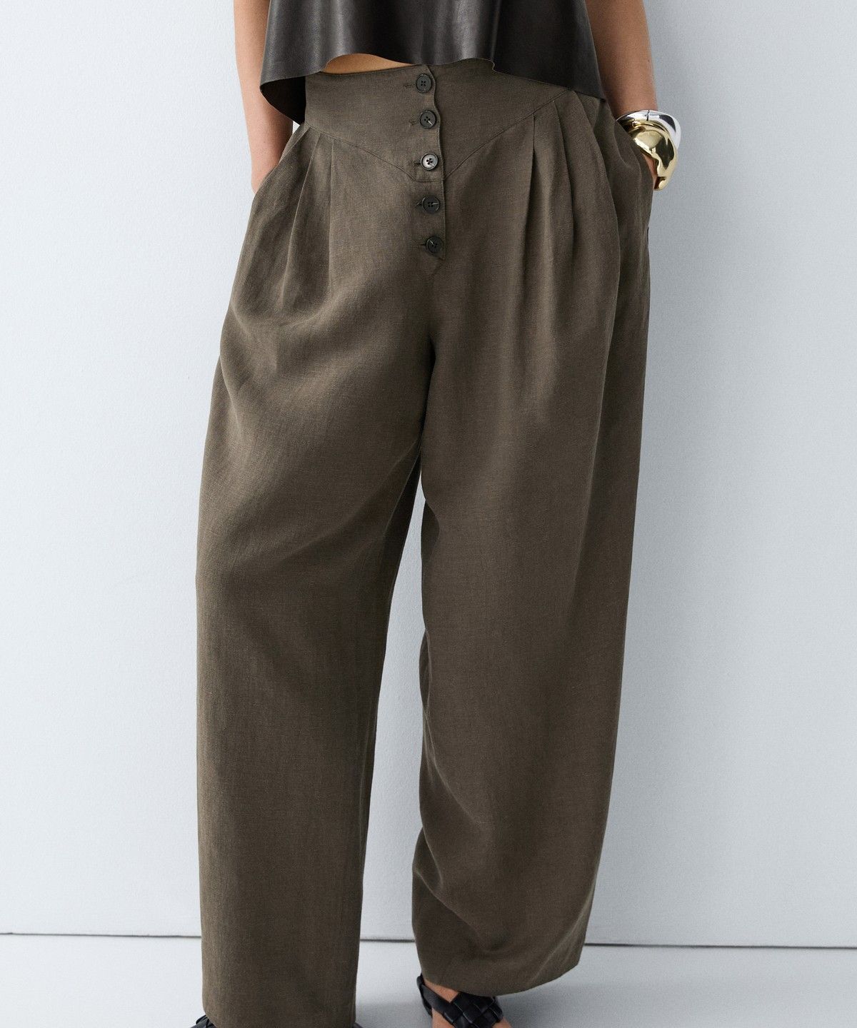 마시모두띠(MASSIMO DUTTI) 린넨 플리츠 팬츠