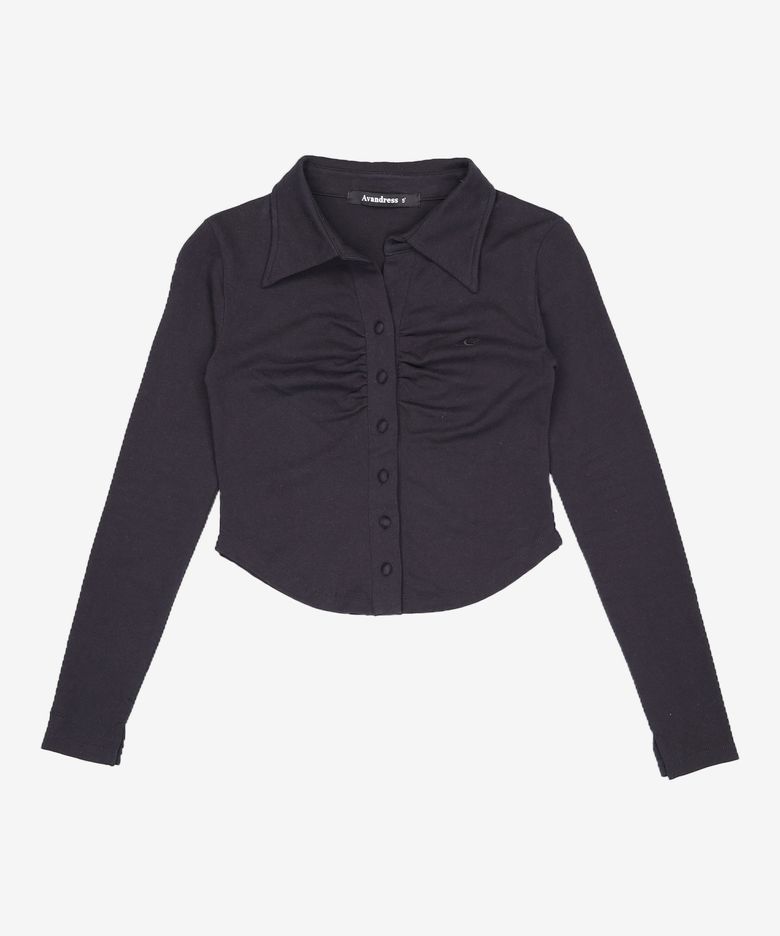 Nicole Cara Shirring Shirt BLACK S