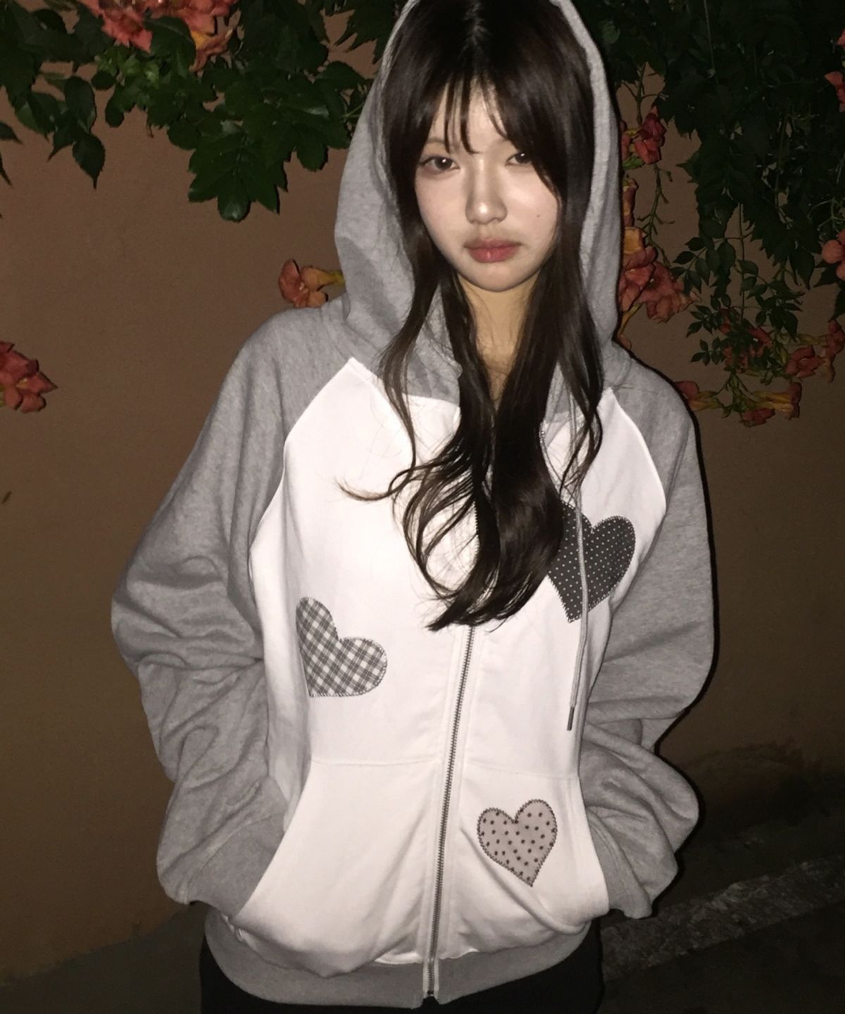 로긴 앤 로지(ROGIN N ROSIE) Divided Heart Patch Hood Zip Up Gray