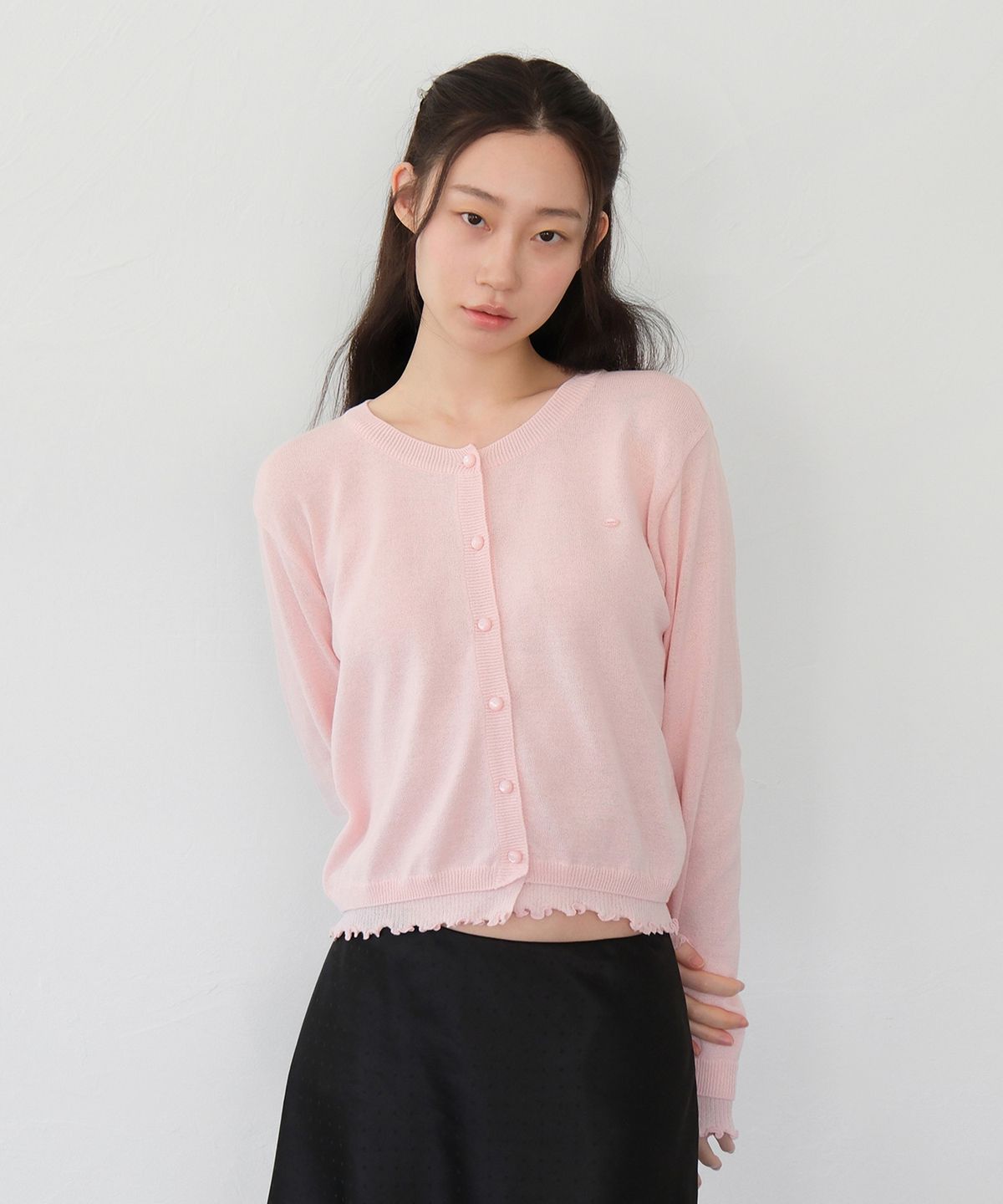 모의(MOUI) Layered frill cardigan (PINK)