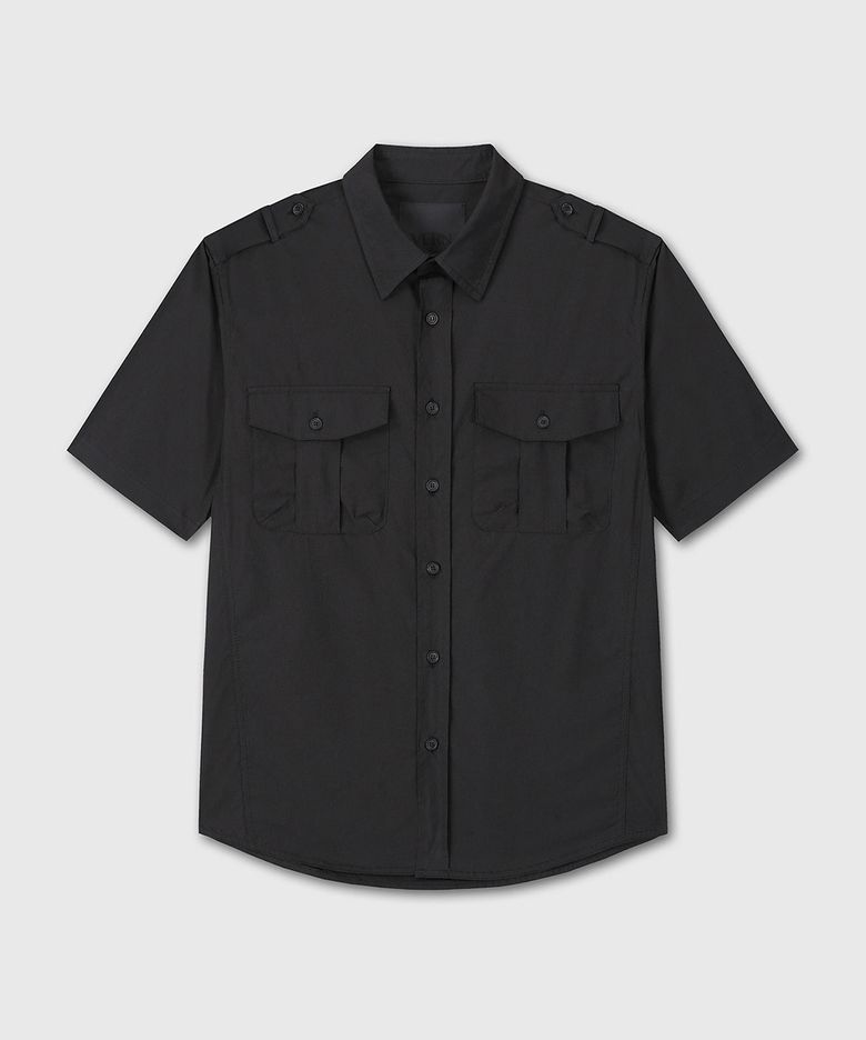 MILITARY COTTON HALF SHIRT (BLACK)