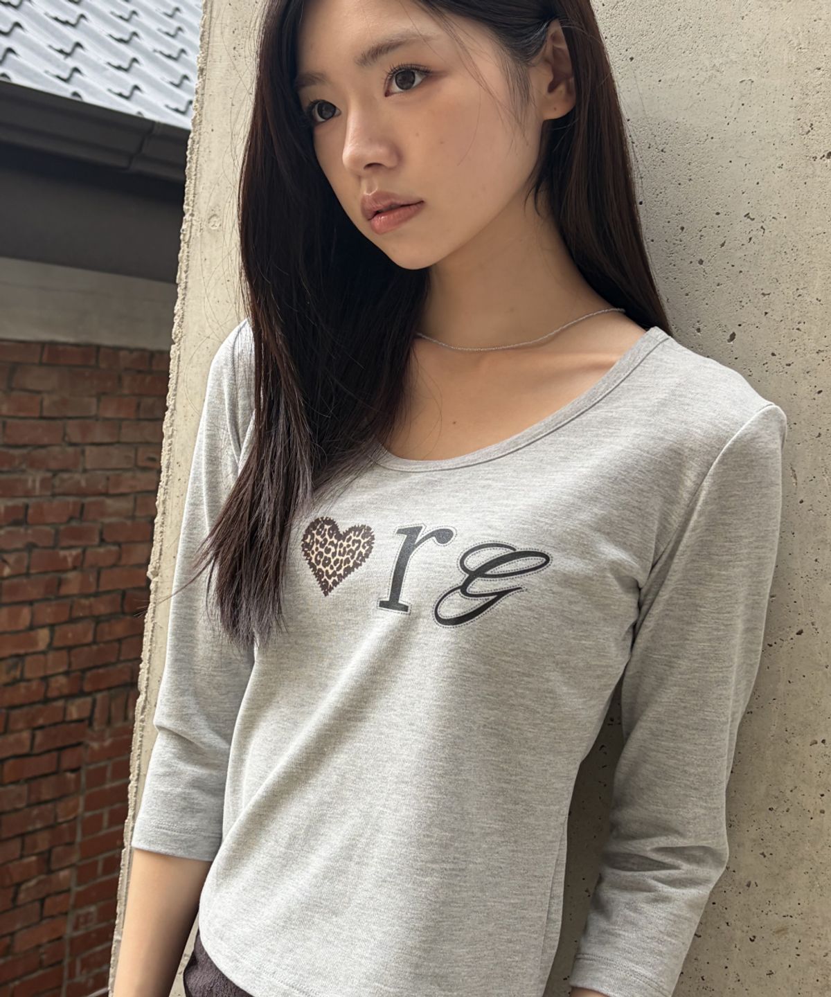 로긴 앤 로지(ROGIN N ROSIE) I Luv RnR Leopard Point Long Sleeve Gray