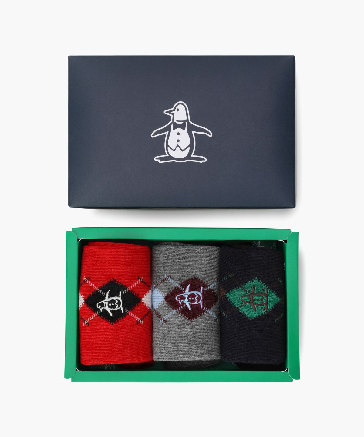 먼싱웨어(MUNSINGWEAR) 여성 아가일 3족 양말 세트 레드 MR322LSO77