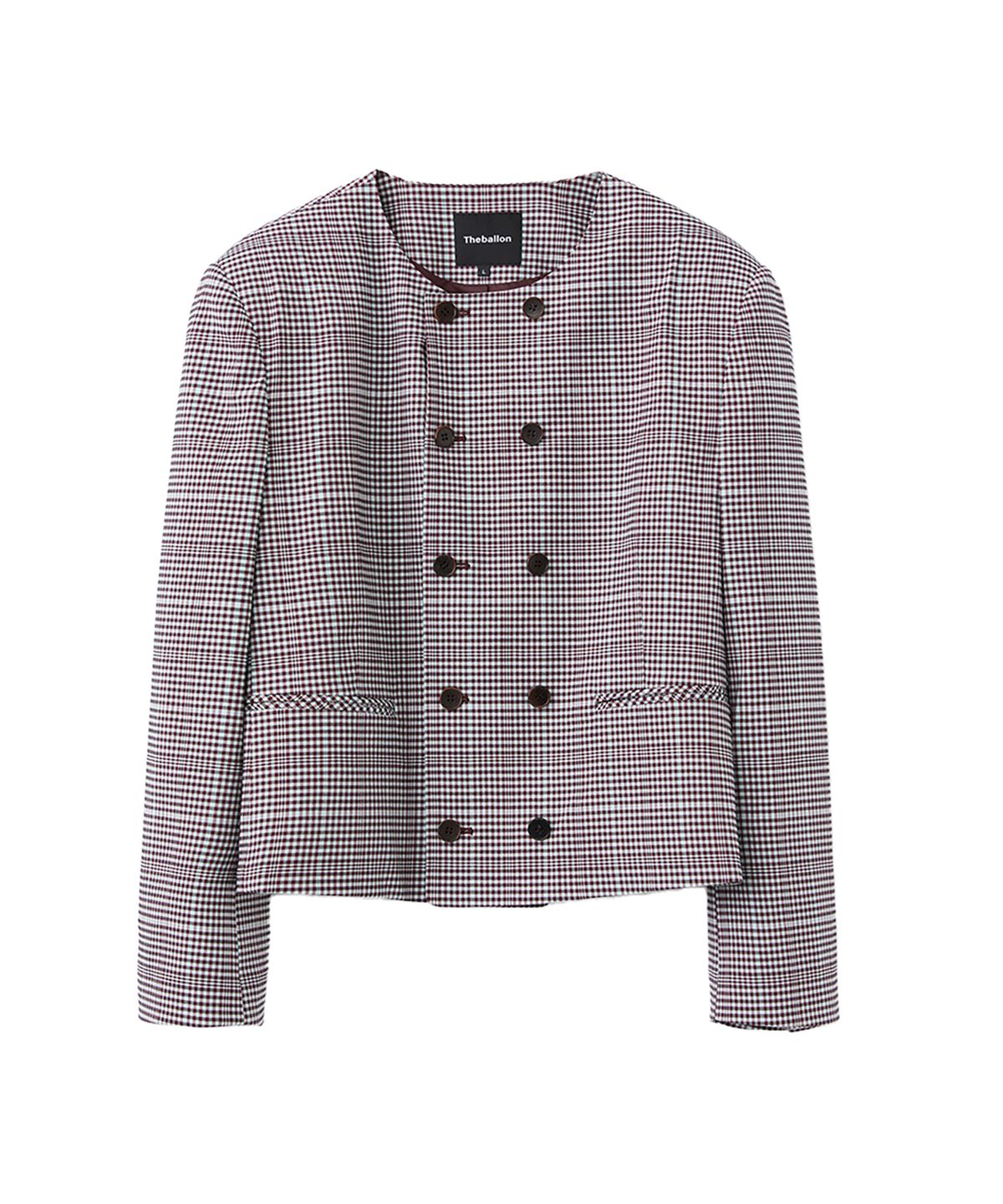 더발론(THE BALLON) Collarless Check Double Jacket