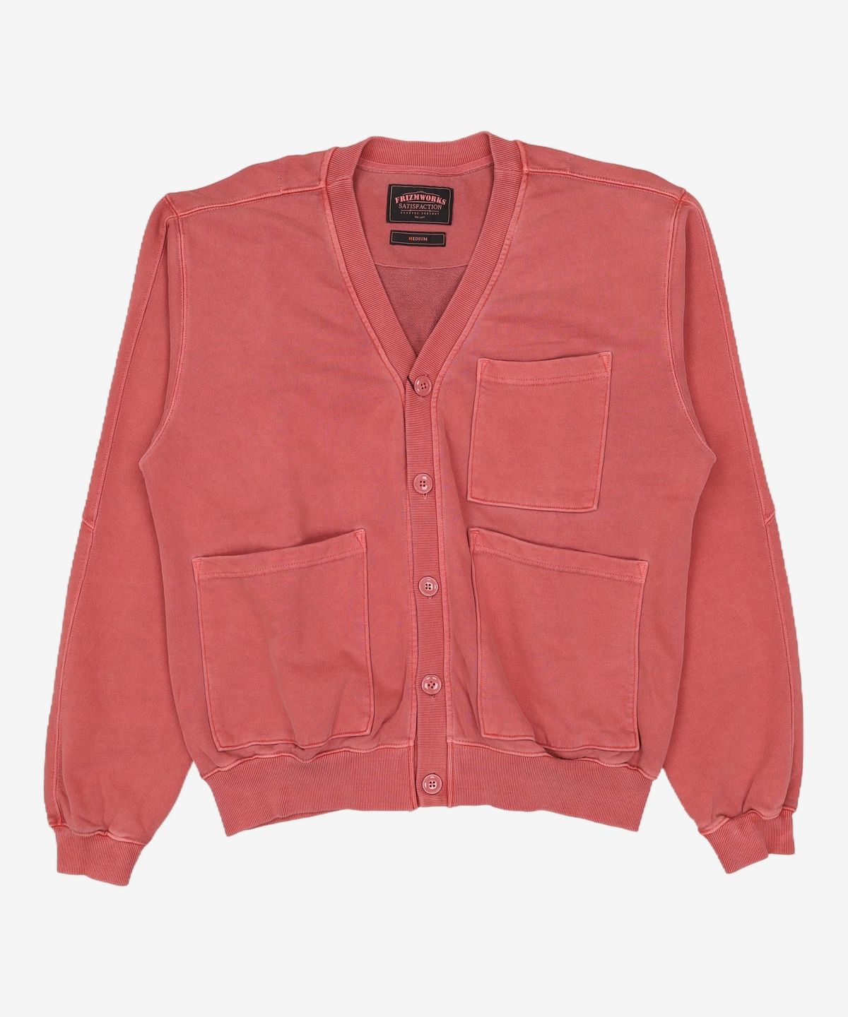 프리즘웍스(FRIZMWORKS) PIGMENT DYEING HEAVYWEIGHT CARDIGAN _ PINK M