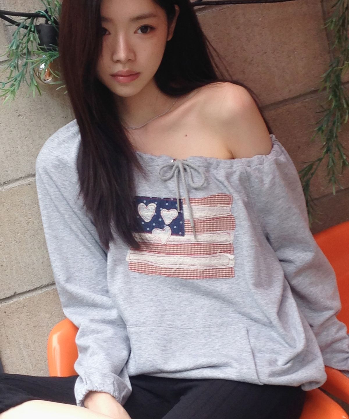 로긴 앤 로지(ROGIN N ROSIE) USA Banner String long Sleeve Gray