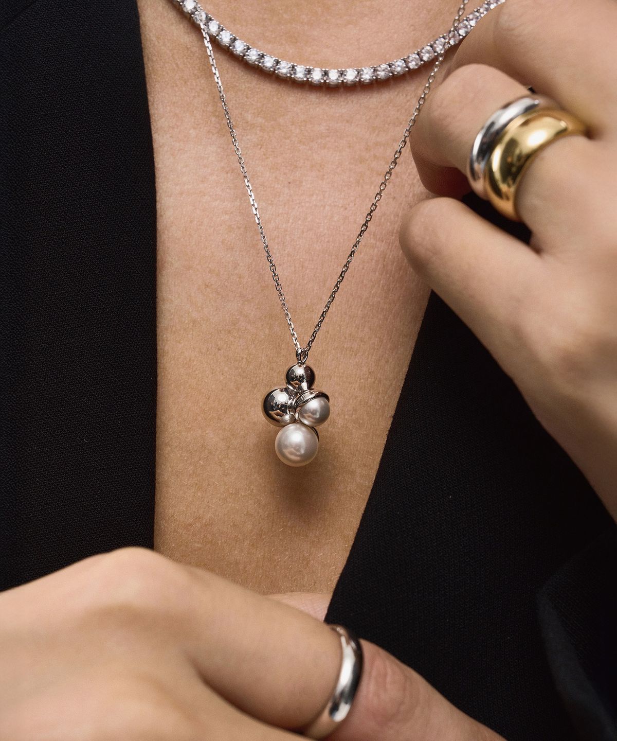리스(LISSE) [925 SILVER] DOT PEARL CLUSTER N