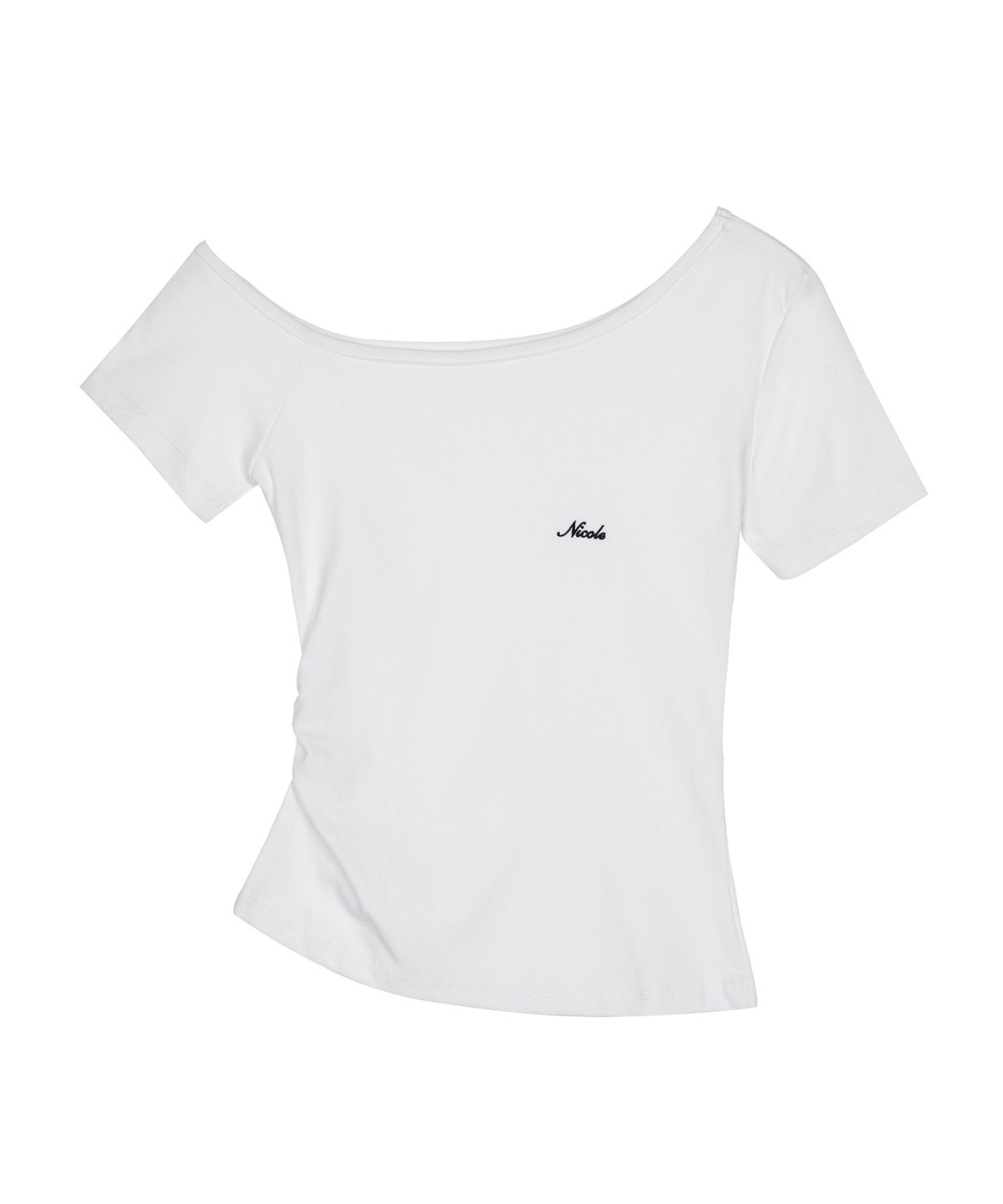 닉앤니콜(NICK&NICOLE) ASYMMETRIC SHIRRING TOP_IVORY