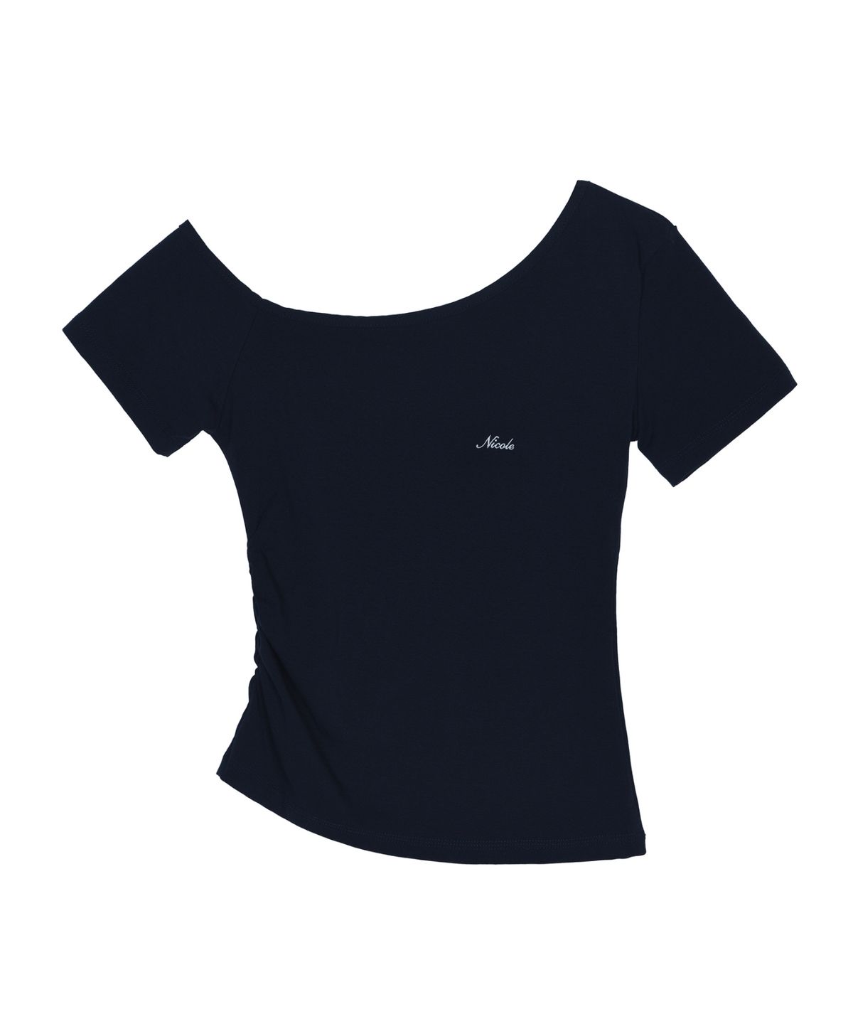 닉앤니콜(NICK&NICOLE) ASYMMETRIC SHIRRING TOP_NAVY