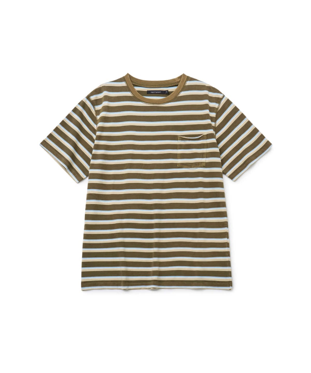 해칭룸(HATCHINGROOM) Bleached Stripe Tee Khaki