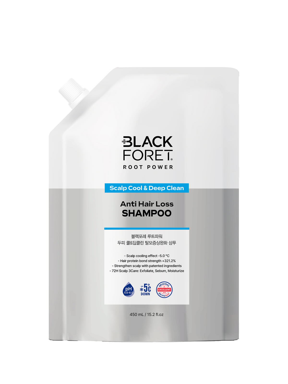 블랙포레(BLACKFORET) 블랙포레 루트파워 쿨&딥클린 탈모샴푸 리필 450ml