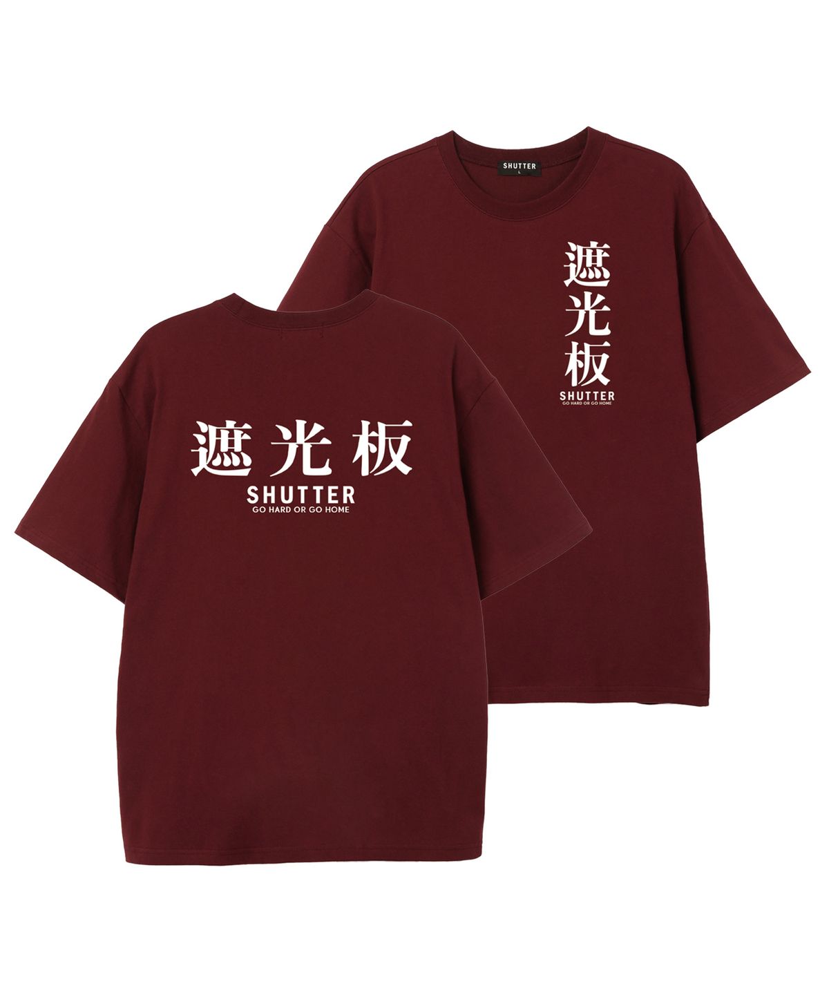 셔터(SHUTTER) TEXT LOGO VER.2 오버핏 반팔 티셔츠 (SS025) 버건디