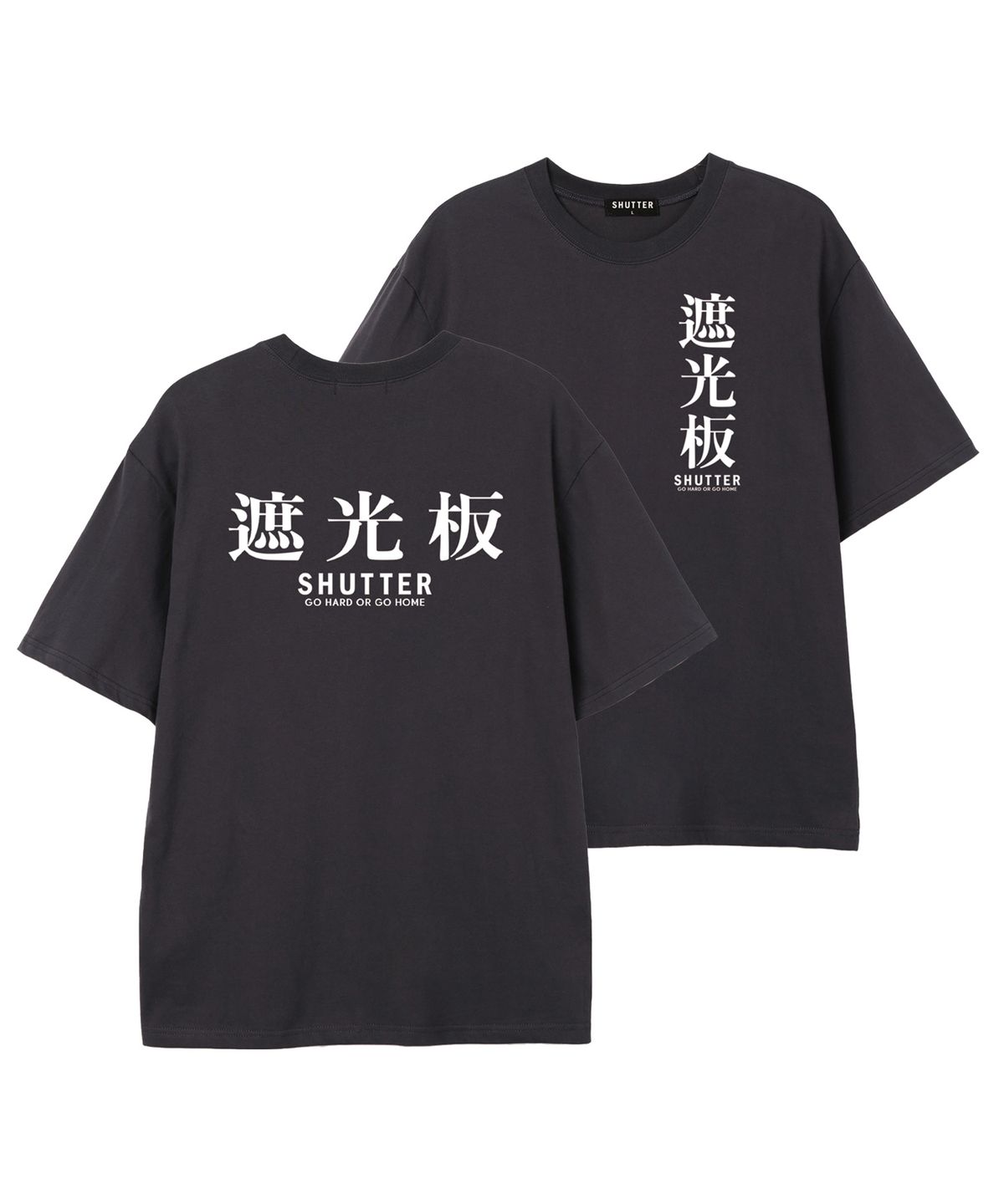 셔터(SHUTTER) TEXT LOGO VER.2 오버핏 반팔 티셔츠 (SS025) 차콜