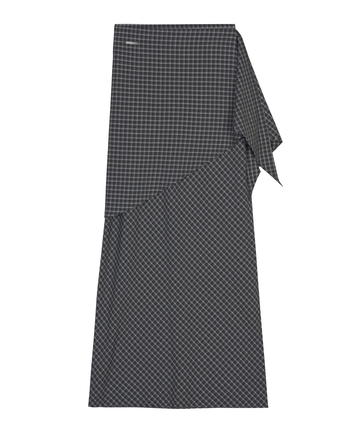 닉앤니콜(NICK&NICOLE) DRAPE WRAP CHECK LONG SKIRT_BLACK