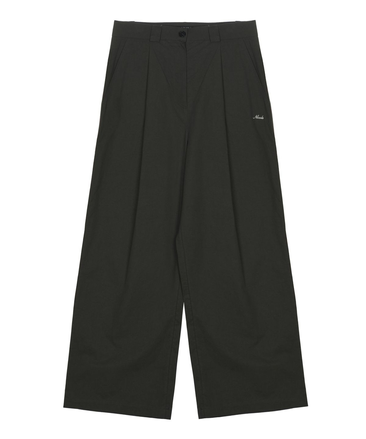 닉앤니콜(NICK&NICOLE) TUCK WIDE COTTON PANTS_CHARCOAL