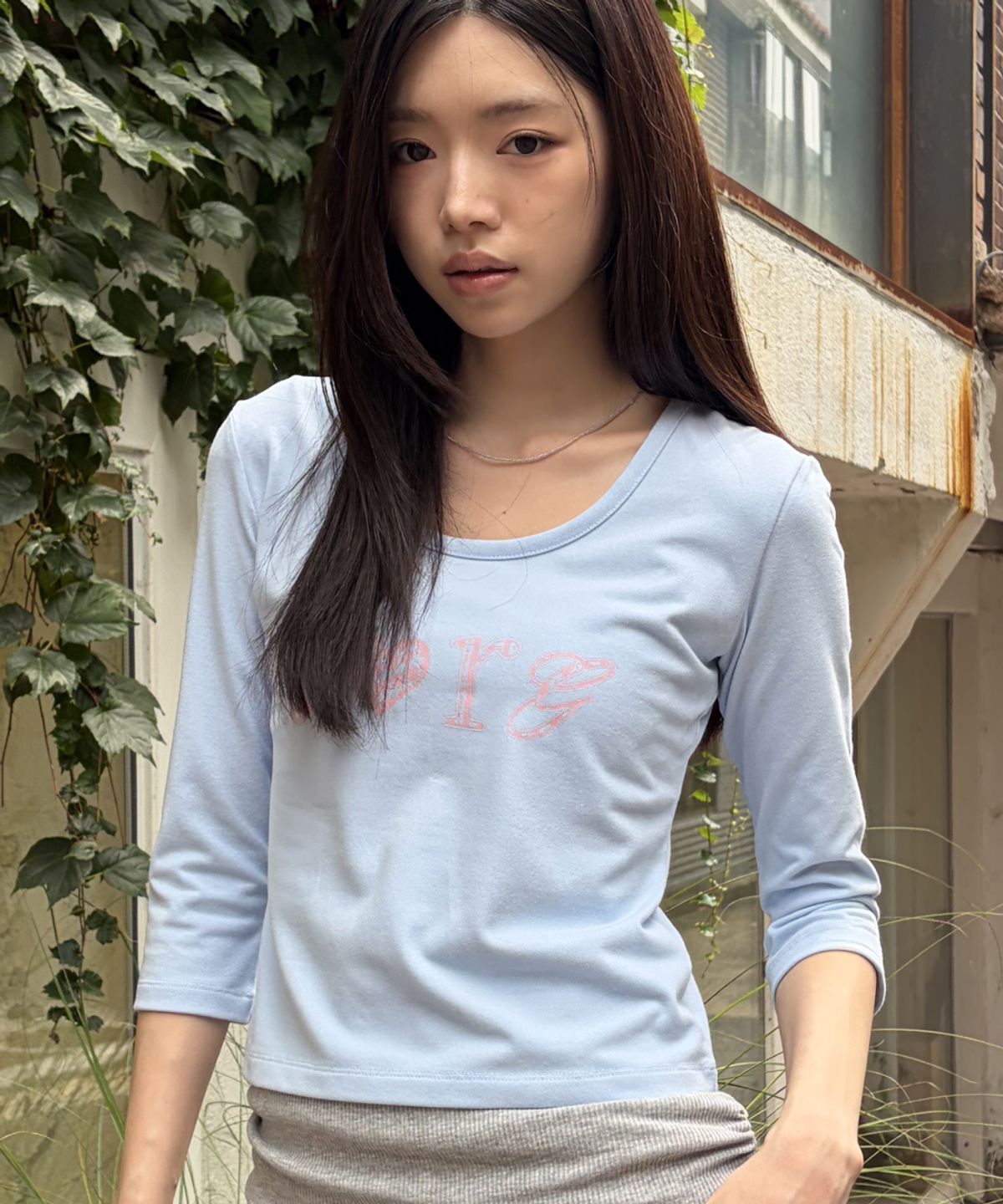 로긴 앤 로지(ROGIN N ROSIE) I Luv RnR Check Point Long Sleeve Sky Blue