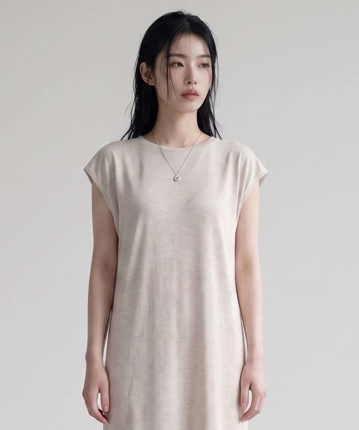 메종니아트(MAISON DE NEART) [SLEEVELESS DRESS] 여름 옆트임 특양면 민소매 롱 원피스_(3color)