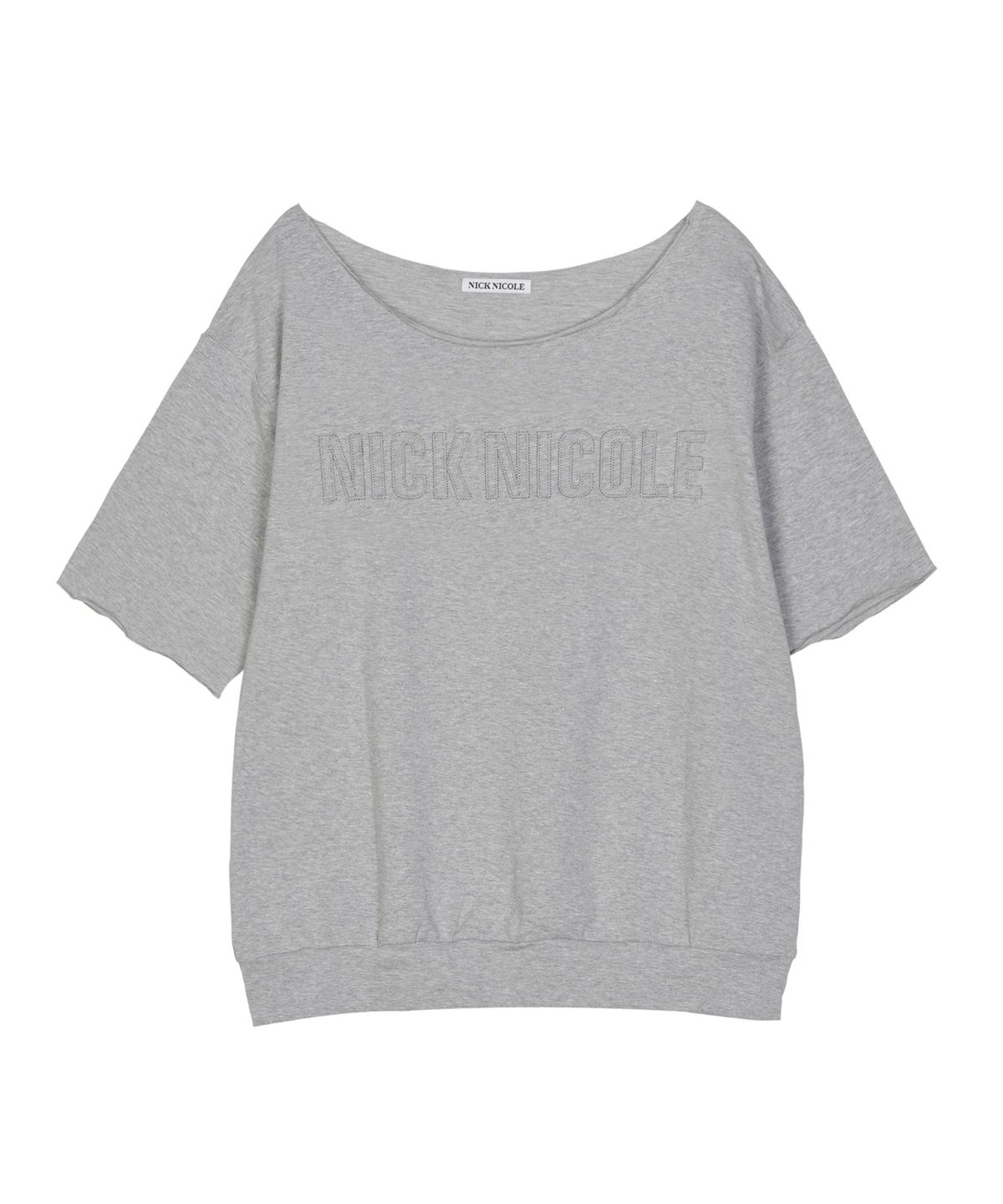닉앤니콜(NICK&NICOLE) RAW CUT HALF SLEEVE TOP_MELANGE