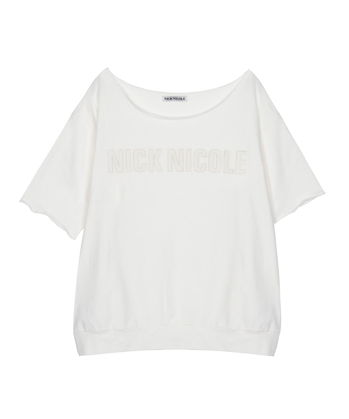 닉앤니콜(NICK&NICOLE) RAW CUT HALF SLEEVE TOP_WHITE