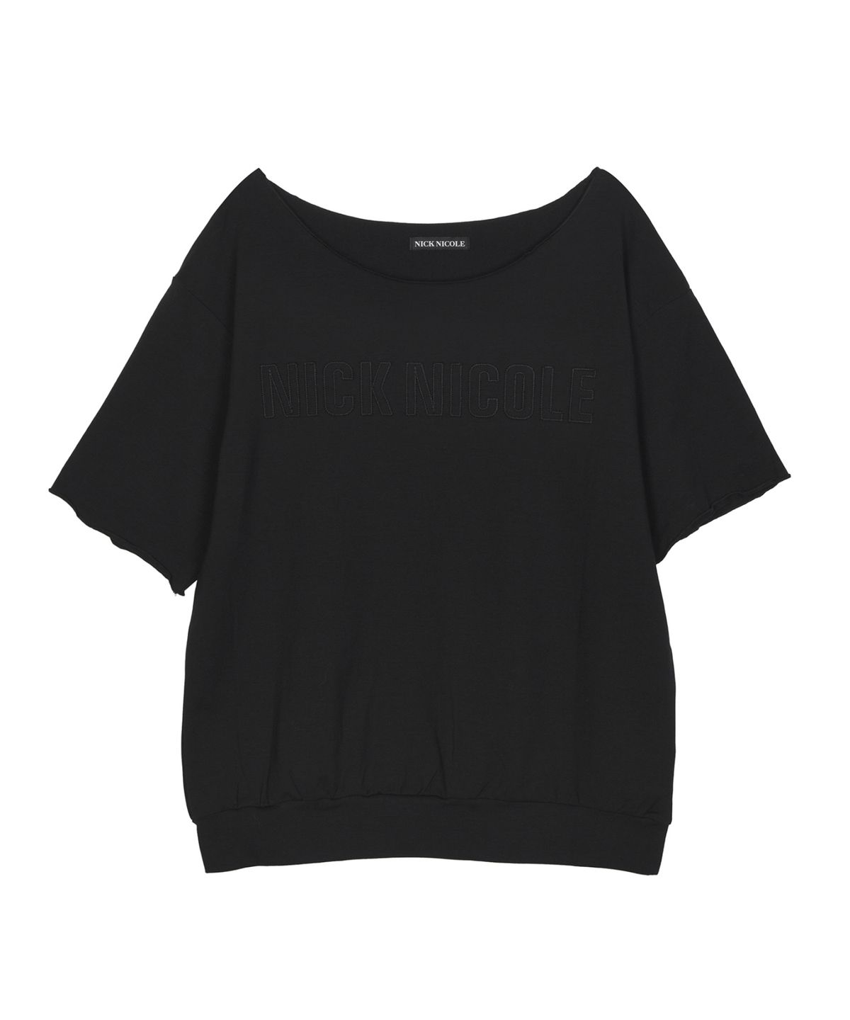 닉앤니콜(NICK&NICOLE) RAW CUT HALF SLEEVE TOP_BLACK