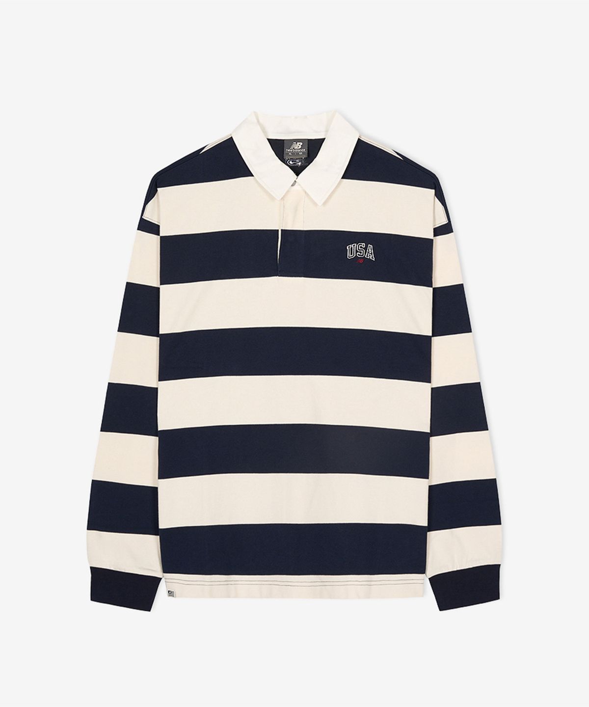 뉴발란스(NEW BALANCE) NBNDG2A023 / UNI USA 클래식 스트라이프 럭비 셔츠 (NAVY)