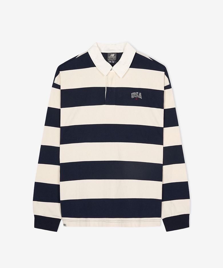NBNDG2A023 / UNI USA 클래식 스트라이프 럭비 셔츠 (NAVY)