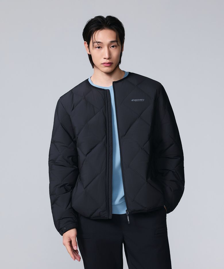 남성 디하스 U넥 튜브 다운 경량패딩 (BLACK)