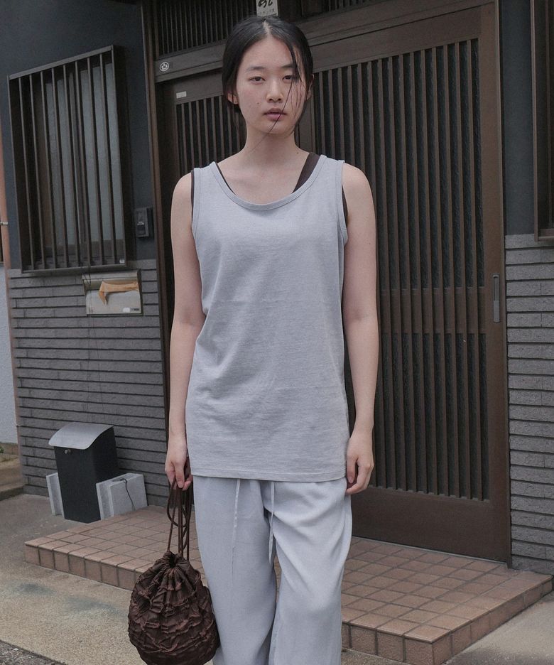 Pigment Cotton Long Sleeveless Tee_LIGHT GREY
