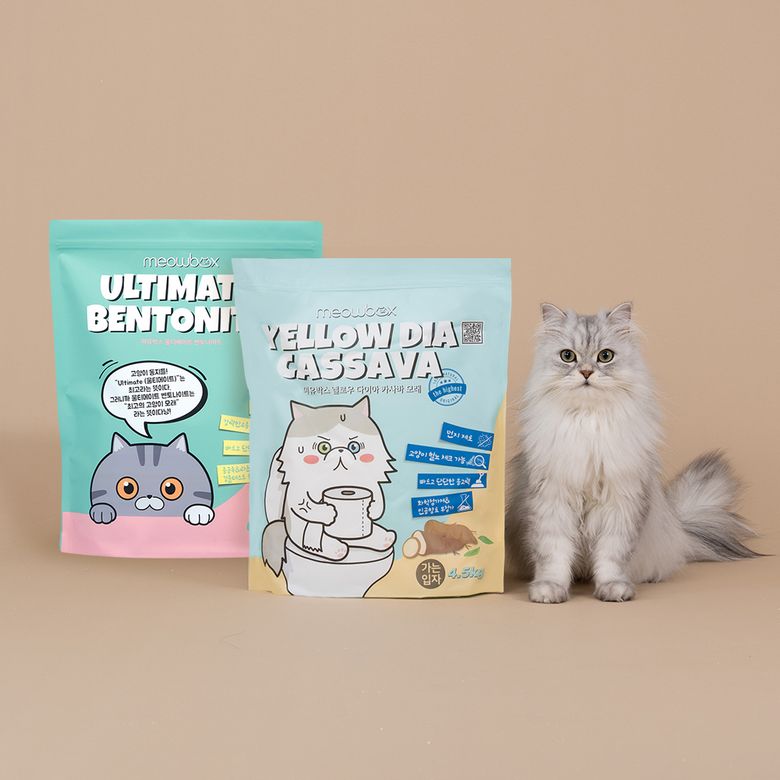 천연 고양이 모래 옐로우 다이아 카사바 가는입자 4.5kg + 울티메이트 벤토 나이트 6.3kg