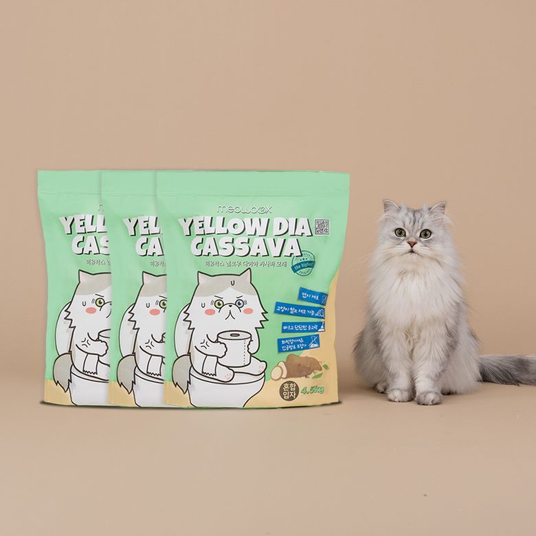 고양이모래 옐로우 다이아 천연 브라질 카사바 모래 혼합입자 4.5kg x 3개