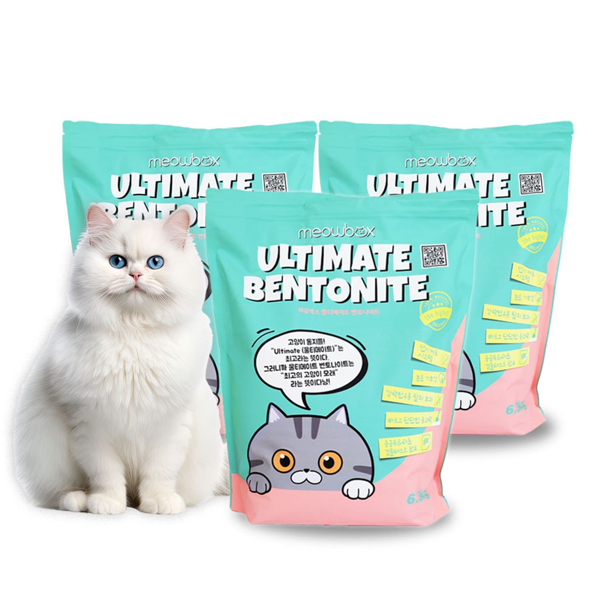 미유박스(MEOWBOX) 고양이모래 울티메이트 벤토나이트 오리지널 6.3kg x3개