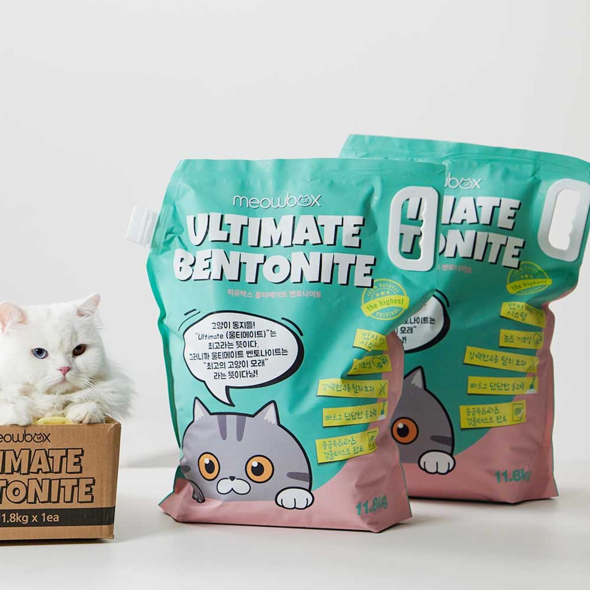 미유박스(MEOWBOX) 대용량 고양이모래 울티메이트 벤토나이트 오리지널 11.8kg x2개