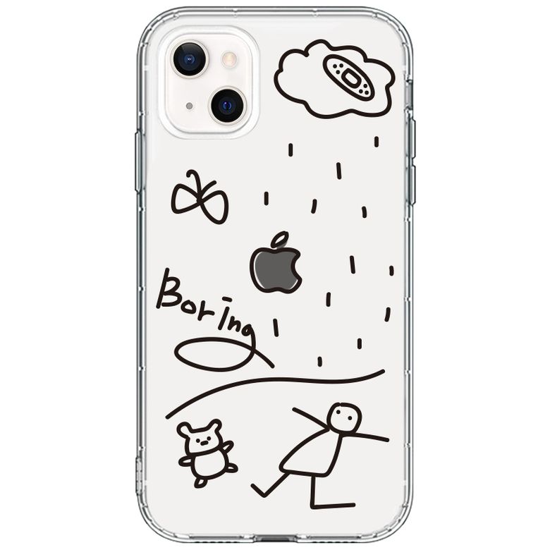 비오는 감성 심플 라인 디자인 투명 TPU 아이폰 갤럭시 폰케이스