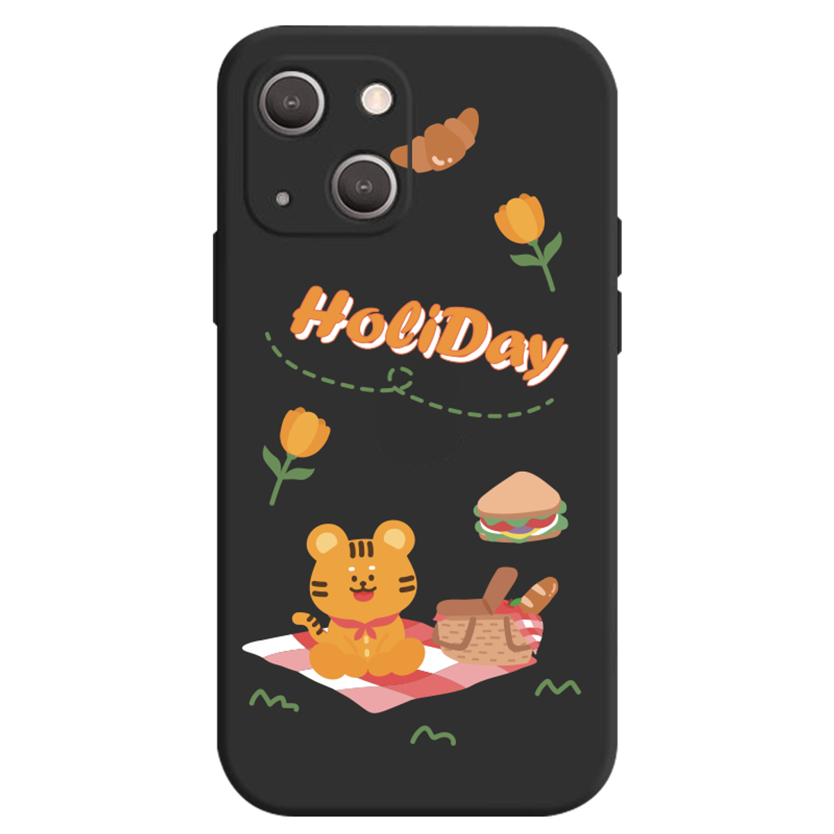 핫티몰(HOTTMALL) Holiday 피크닉 호랑이 블랙 컬러 젤리 실리콘 휴대폰 케이스