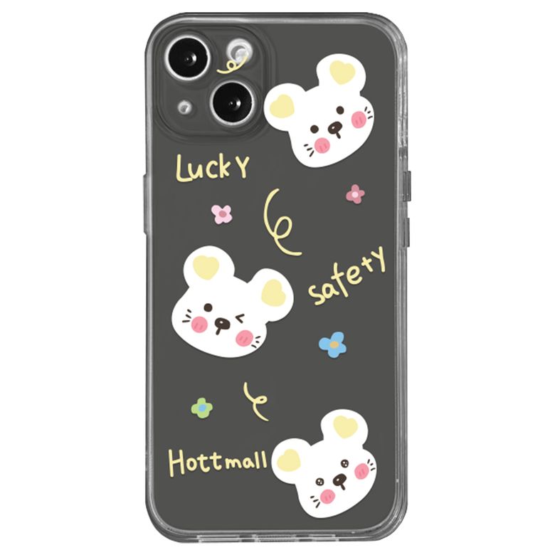 Lucky 옐로 마우스 투명 TPU 갤럭시 아이폰 휴대폰 케이스