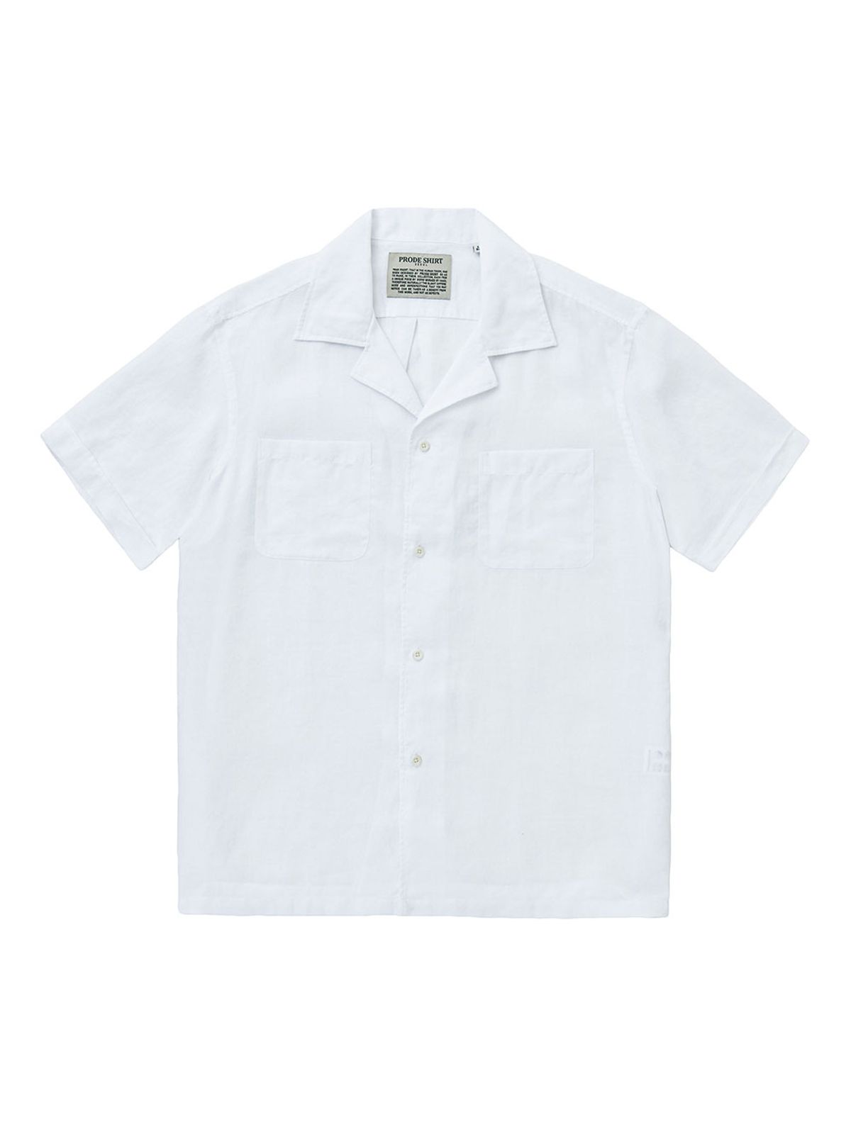 프로드셔츠(PRODESHIRT) [컴포트] 쿠반 오픈카라 린넨 반팔 셔츠 (화이트)