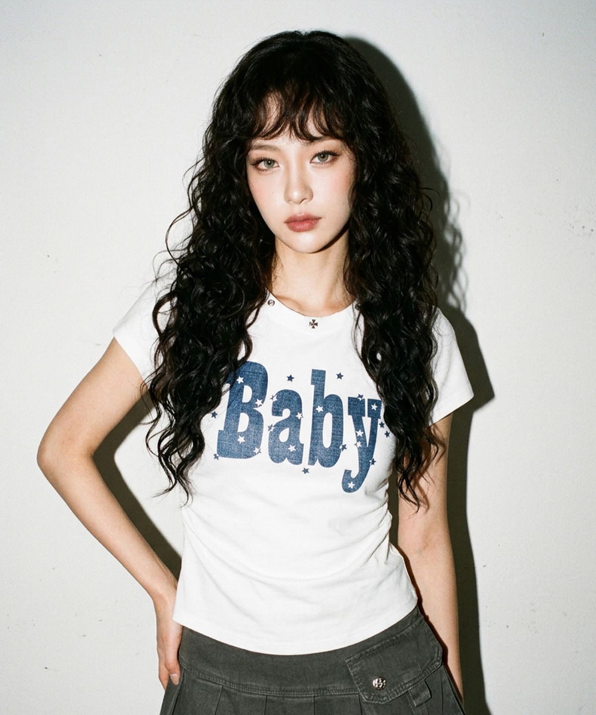 더그린랩(THE GREEN LAB) BABY 스터드 그래픽 셔링 반팔티 [데님 블루]