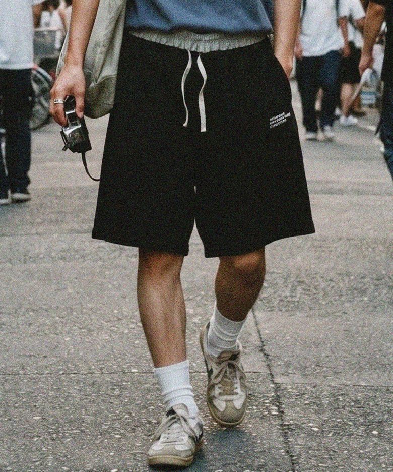 BOXER LAYERED BERMUDA PANTS BLACK