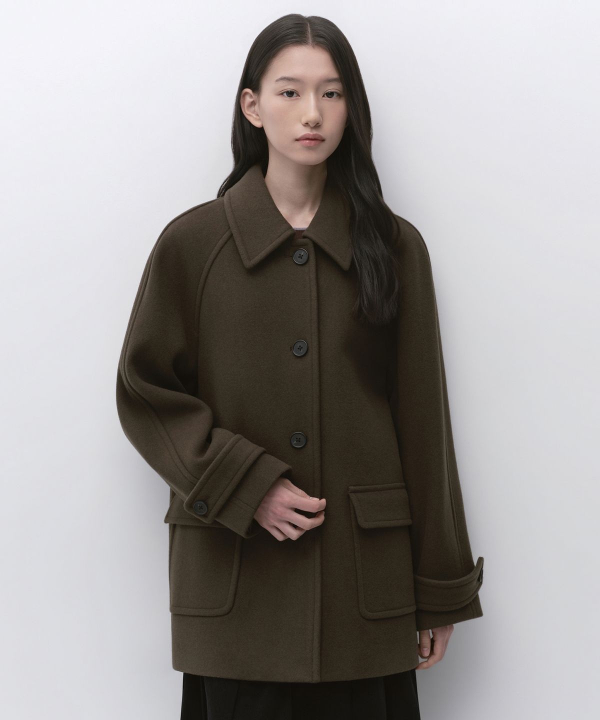 무신사 스탠다드 우먼(MUSINSA STANDARD WOMAN) 우먼즈 캐시미어 블렌드 하프 발마칸 코트 [브라운]