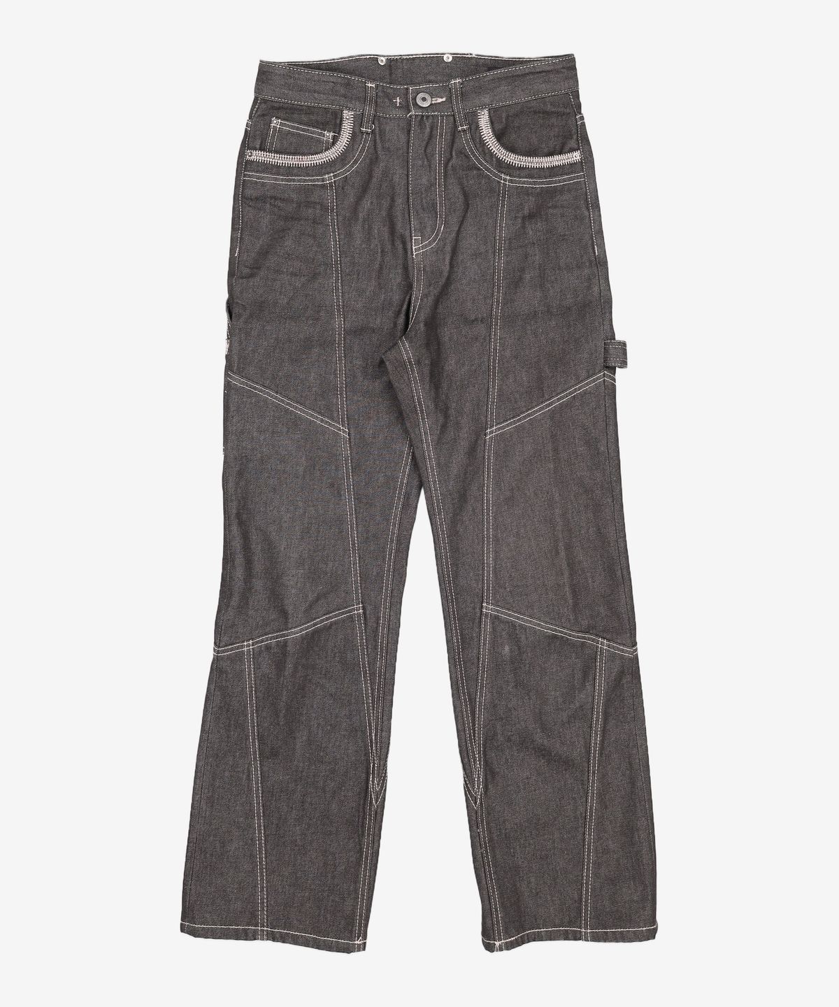 메종미네드(MAISON MINED) OBLIQUE SEMI WIDE DENIM PANTS BLACK 46