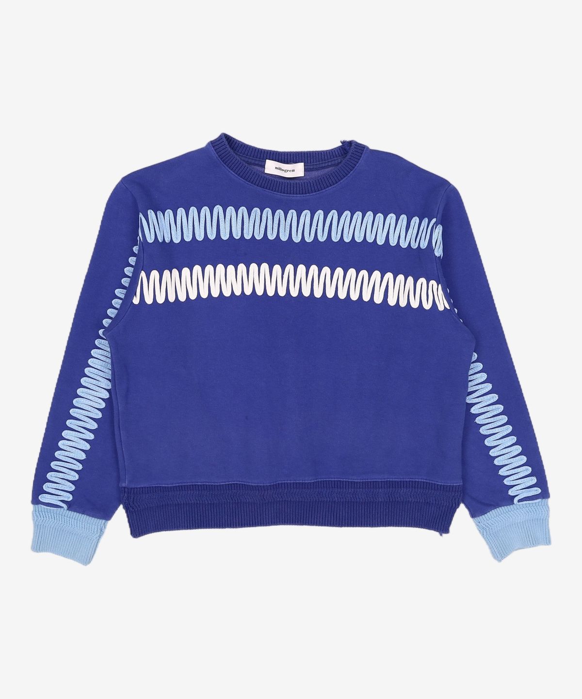 밀로그램(MILLOGREM) zigzag embroidery sweatshirts - blue FREE